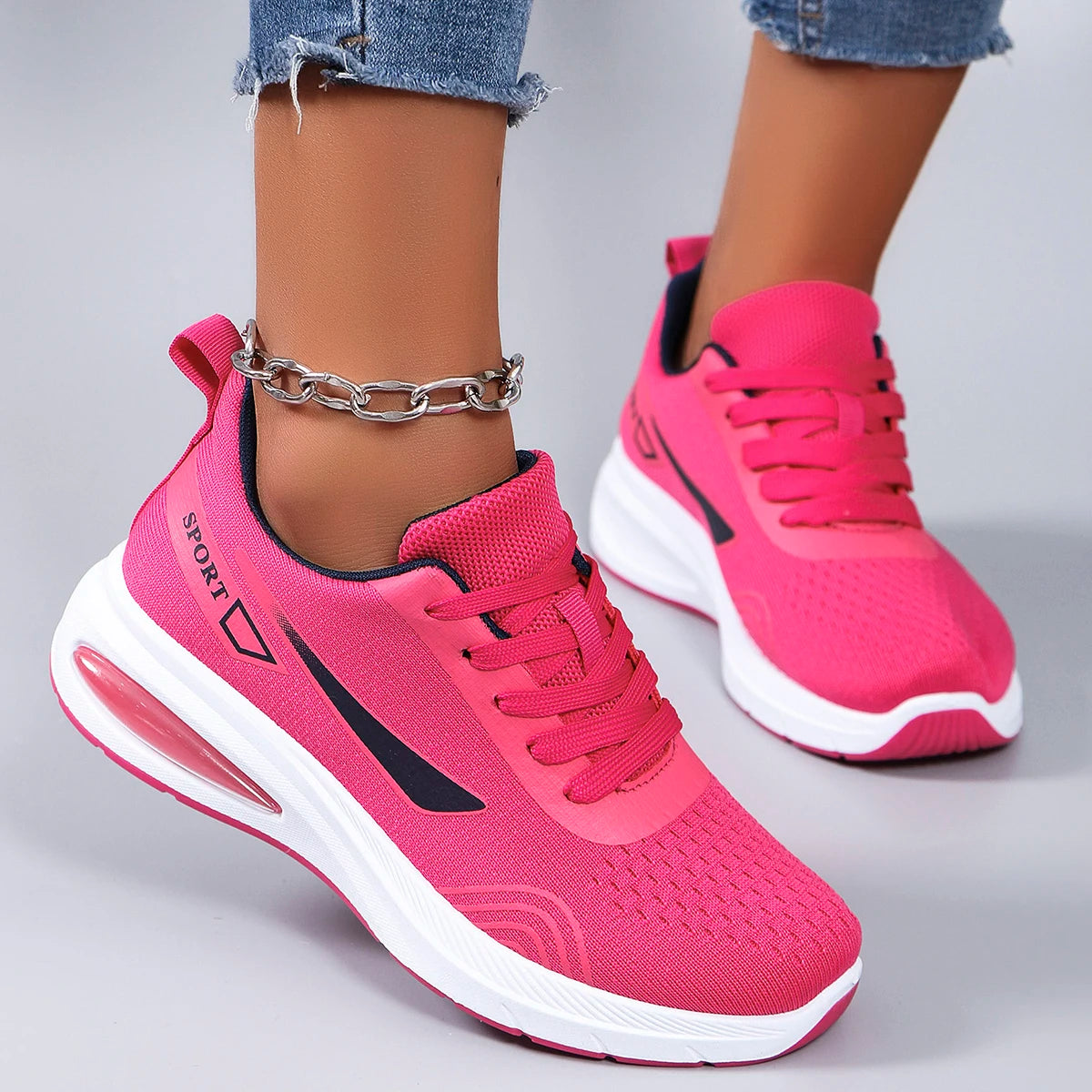 Spring new women's sports shoes, fashionable, breathable, lightweight, non-slip, wear-resistant, casual sports shoes, flat shoes RT220