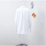 Fashion White Lapel Oversize Long Sleeve Shirts 2025 Spring New Weave Drawstring Blouse Lady Holiday Beach Street Chic Loose Top RT220