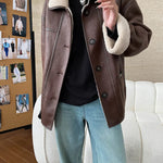 [LANMREM] Faux Fur Thick Warm Coats Lapel Single Breasted Office Lady Elegant Female Outwear Fashion 2025 Winter New 26C1095 RT220