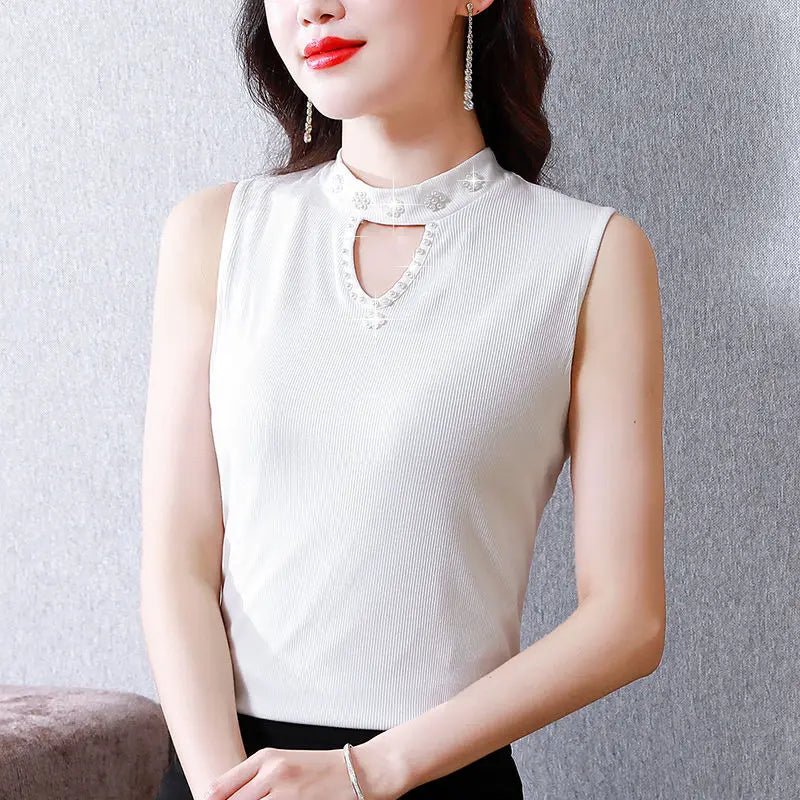 Women Spring New Fashion Sweet Pullovers Base Layers Candy Color Diamonds Hollow Out Knit Vest Slim Versatile Sleeveless Tops RT220