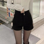 Plus Velvet Thicker Shorts Women Korean Style All-match Sexy Kpop High Waist Autumn Winter Club Streetwear Fashion Solid Buttons RT220