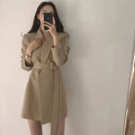 New 2025 Spring Summer Mid-length Small Thin Suit Vintage Belt Korean Fashion Casual Temperament Blazers for Women Clothing RT220