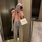 Women Pants Autumn Winter Thickening High Waisted Wool Wide Leg Pants Women Fashion Chevron Lengthening Leg Opening Floor Length RT220