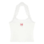 2025 Y2k Halter Top Crop Top Women's Lace Embroidery Butterfly Graphics Tank Top Ladies Sexy Vest Female Coquette Summer Clothes RT220