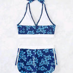 2025 Halter Sporty Bikinis Printed Swimsuit Women High Waist Shorts Swimwear Female Bathers Bathing Swimming Swim Suit Beachwear RT220