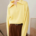 Fashion Women Sweaters 2025 LOOSE Zipper Design Pullovers Casual Solid Turtleneck Thickening Pink Knitted Winter Women's Sweater RT220