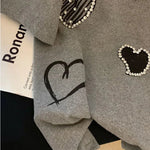 Women Three dimensional Love Ironing Short-sleeved T-shirt 2023 Summer New Casual Fashion Loose Grey Pullover Female RT220