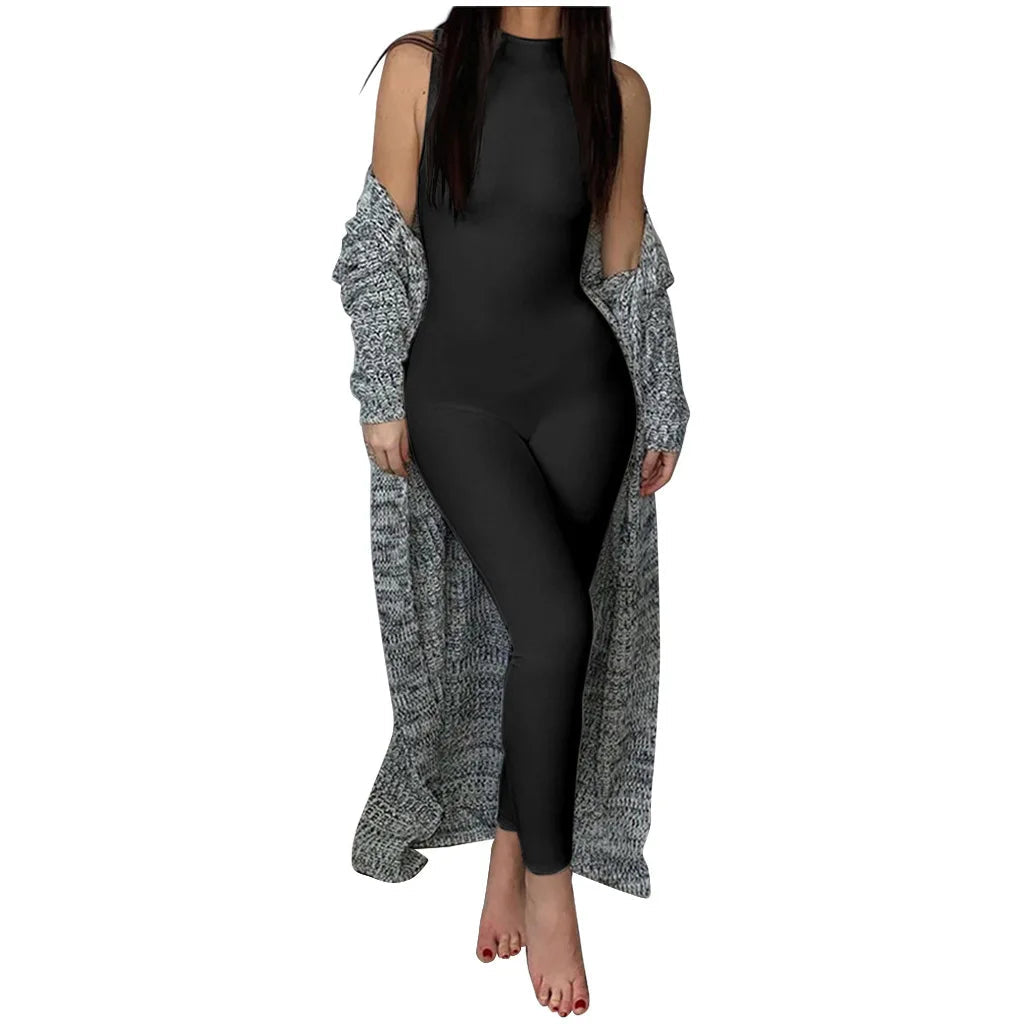 Pencil Jumpsuit Women New Full Seasons Casual Fitness Sporty Playsuit Sleeveless Slim Activewear All In One Jumpsuit Clothing RT220