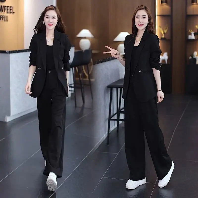 Women's 2025 Spring New Fashionable and Stylish Professional Suit Two Piece Set Korean Elegant Casual Suit Pants Two Piece Set RT220