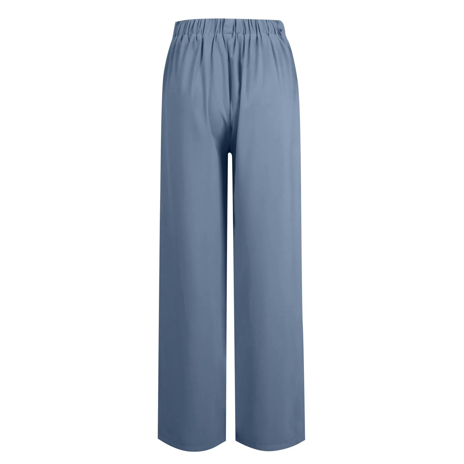 2024 New Pantalones De Mujer Women's Wide Leg Pants Elastic High Waisted Knit Casual Palazzo Pants Trousers With Pockets RT220