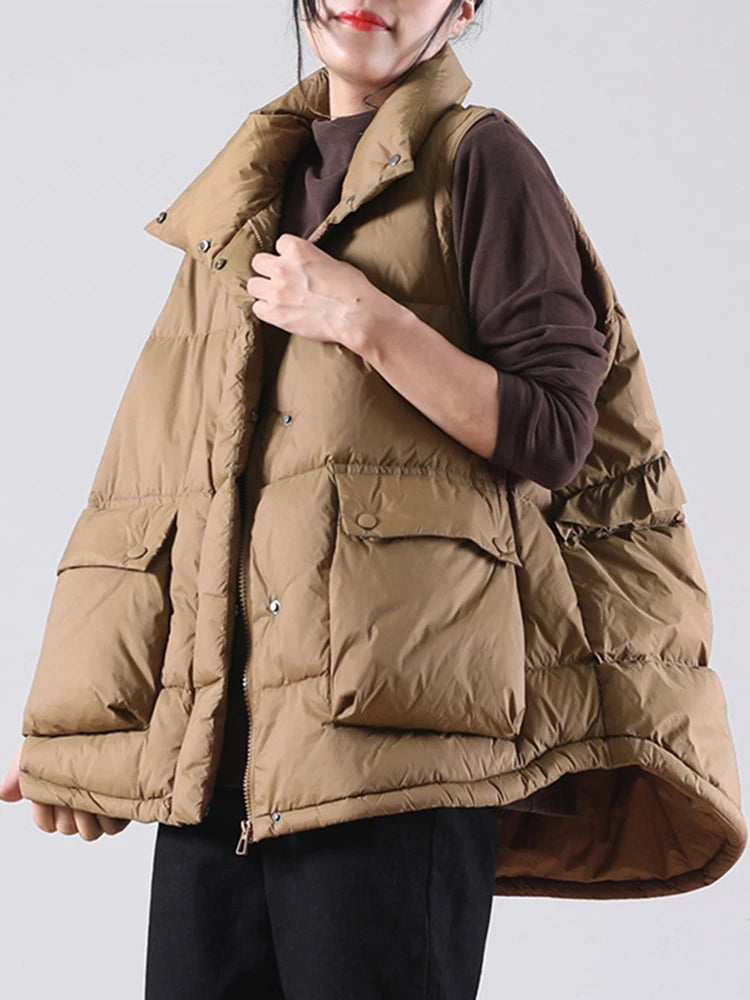 Winter Ultra Light Thin Duck Down Vest Feather Jacket Women Quilted Short Warm Basic Casual Oversize Waistcoat RT220