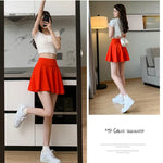 ITOOLIN Women Sweet Solid Color Preppy Skirts Casual Wide Leg High Waist Mini Skirts Women Harajuku Pleated A-line Skirts New RT220