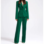 Office Lady Fashion Beige Women Suits One Button Peak Lapel 2 Piece Jacket Pants Slim Fit Smart Causal Conjuntos De Pantalones RT220