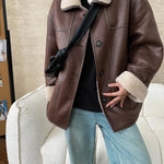 [LANMREM] Faux Fur Thick Warm Coats Lapel Single Breasted Office Lady Elegant Female Outwear Fashion 2025 Winter New 26C1095 RT220