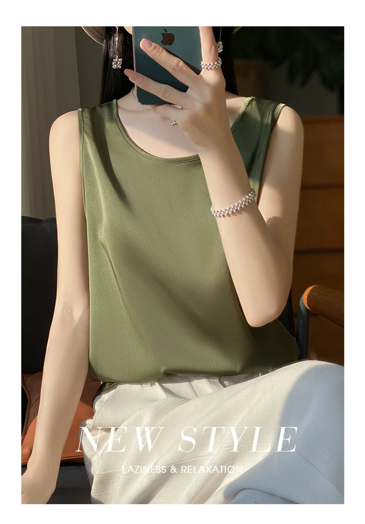 Women Tops Solid Spring Summer Casual Crop Tops Sexy O-neck Tank Tops Office Lady Pink White Top 2024 Fashion Korean Tank Top RT220