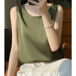 Women Tops Solid Spring Summer Casual Crop Tops Sexy O-neck Tank Tops Office Lady Pink White Top 2024 Fashion Korean Tank Top RT220