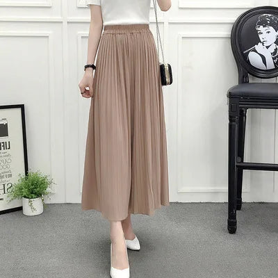 Wide leg pants pleated chiffon high waisted loose skirt pants with large hem and drape feeling, large size random linen spring/s RT220