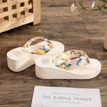 Summer EVA Beach Platform Slippers Wedge Sandals 3/5.2cm Heel High Fashion Casual Satin Printing Vacation Women's Slippers RT220