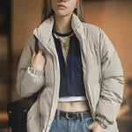 Maden Women Down Jacket Autumn Winter 90% White Duck Down Thickened and Warm Stand Collar Outerwear Coat Windproof Jacket RT220