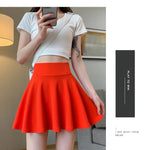 ITOOLIN Women Sweet Solid Color Preppy Skirts Casual Wide Leg High Waist Mini Skirts Women Harajuku Pleated A-line Skirts New RT220