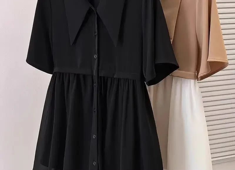 Spliced fake Two-piece Polo Collar Suit Shirt for Women in Summer Loose and Versatile Slim Top RT220