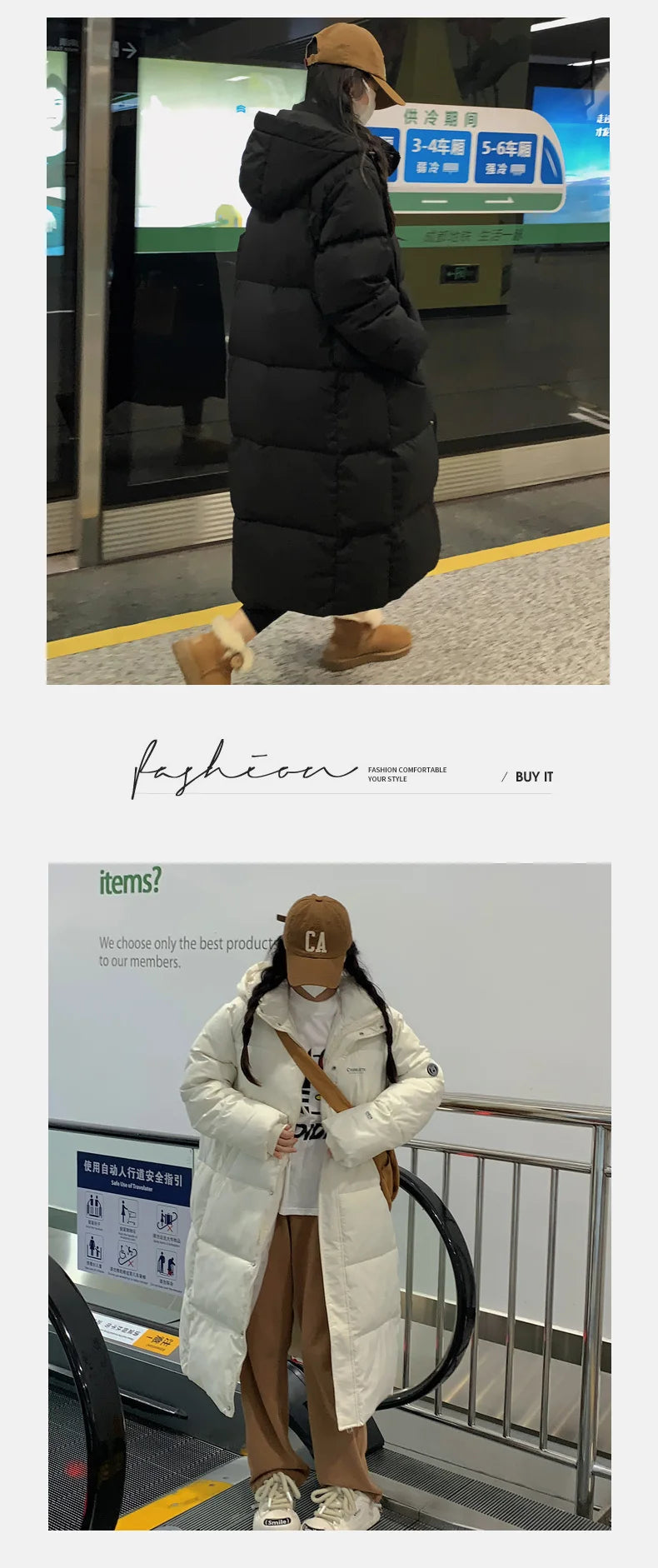 ITOOLIN Women oversize Loose Coat Zipper Pockets Down Coat Turtleneck Thicken Long Coat Casual Parkas Women 2023 Autumn Winter RT220