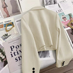 Korean Cropped Blazers Women Autumn Solid Color Simple Single-button Outwear Teens All-match Long Sleeve Office Lady Suit Jacket RT220