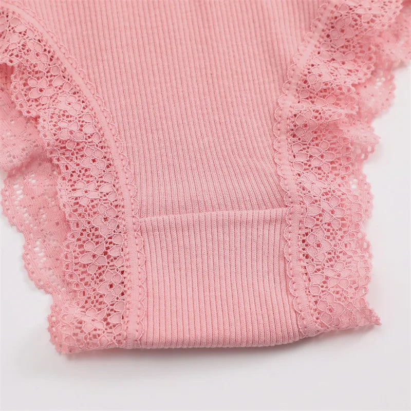 Women Cotton Panties 3PC Sexy Lace Brazilian Panties Cotton Low Rise Underwear for Female Bow Hollow Out Soft Intimates Lingerie RT220