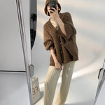 Autumn Winter Casual Thick Knitted Pant Women Long Trousers Elastic High Waist Kniting Wide Leg Pants Striped Pantalon RT220