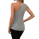 Black Summer Tank Tops Women 2024 Elegant Thin Tops Basic Casual Purple Tank Top One Shoulder  Sleeveless Neckless T-Shirt 2024 RT220