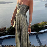 Sleeveless Chest Wrapping Dress Summer Women Sexy Hollow Out Solid Strapless Ladies Maxi Party Dress Fashion Streetwear Vestidos RT220