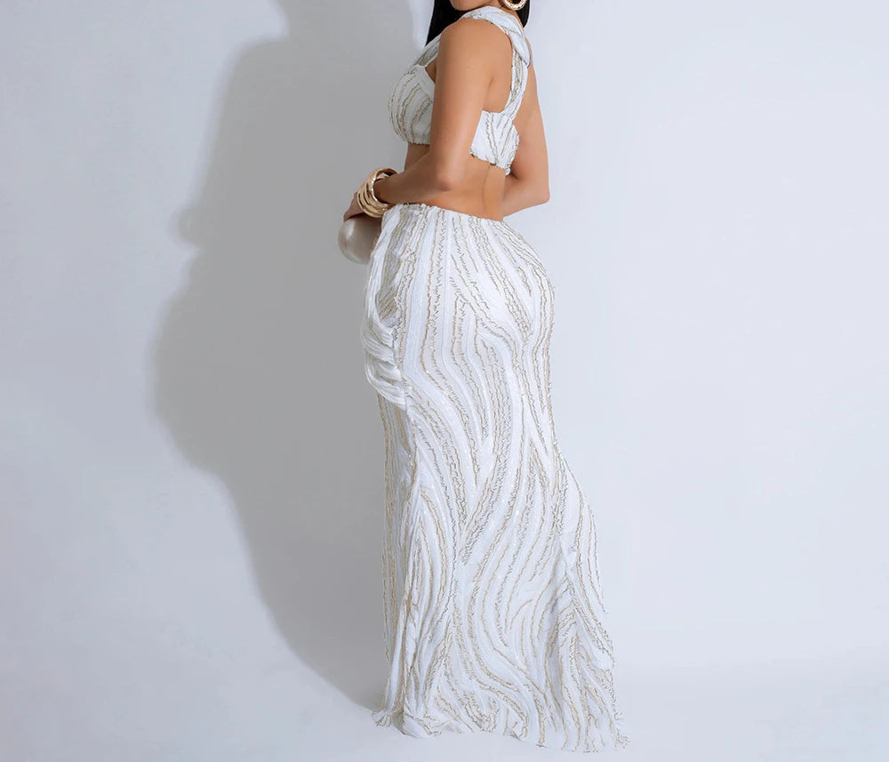 Sexy One-shoulder Long Summer Dress Sequin Birthday Holiday Elegant Party Evening Dresses Luxury Womens Prom Dresses XSY29 RT220