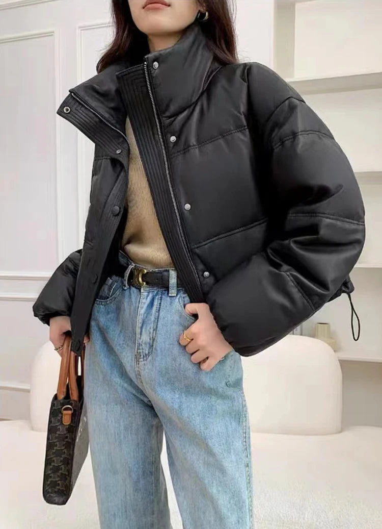 Women Leather Down Jacket Winter 2025 High End Genuine Sheepskin Down Coat Outdoor Thicked Warm Short Puffer Jacket Streetwear RT220