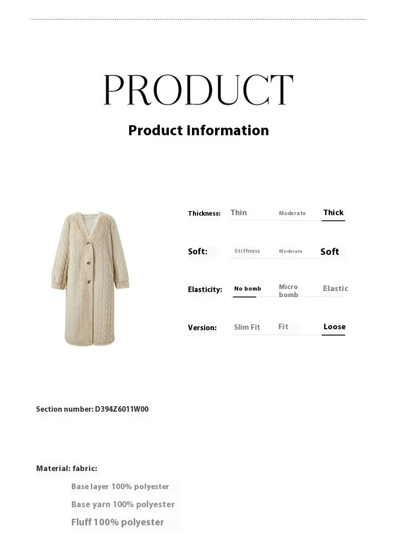 Women Fur Cardigan Thickened Long 2024Autumn Winter V-neck Jacket Female Loose Simple Leisure With Buttons Casual Faux Fur Coat RT220