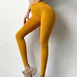 High Waist Solid Leggings Women Seamless Slim Tights Fitness Yoga Elastic Leggings Push Up Butt Knit Fashion Gym Workout Pants RT220