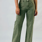 Military Green Fashionable Ladies' Jeans, High-Waisted Long Style, Designed For Street Casual Wear, With Comfortable Fabric.Y2K RT220