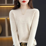 100% Merino Wool Knitted Sweater Autumn/Winter 2024 New Women's Round Neck Hollow Top 11 Color Pullover Versatile Coat NJR1107 RT220
