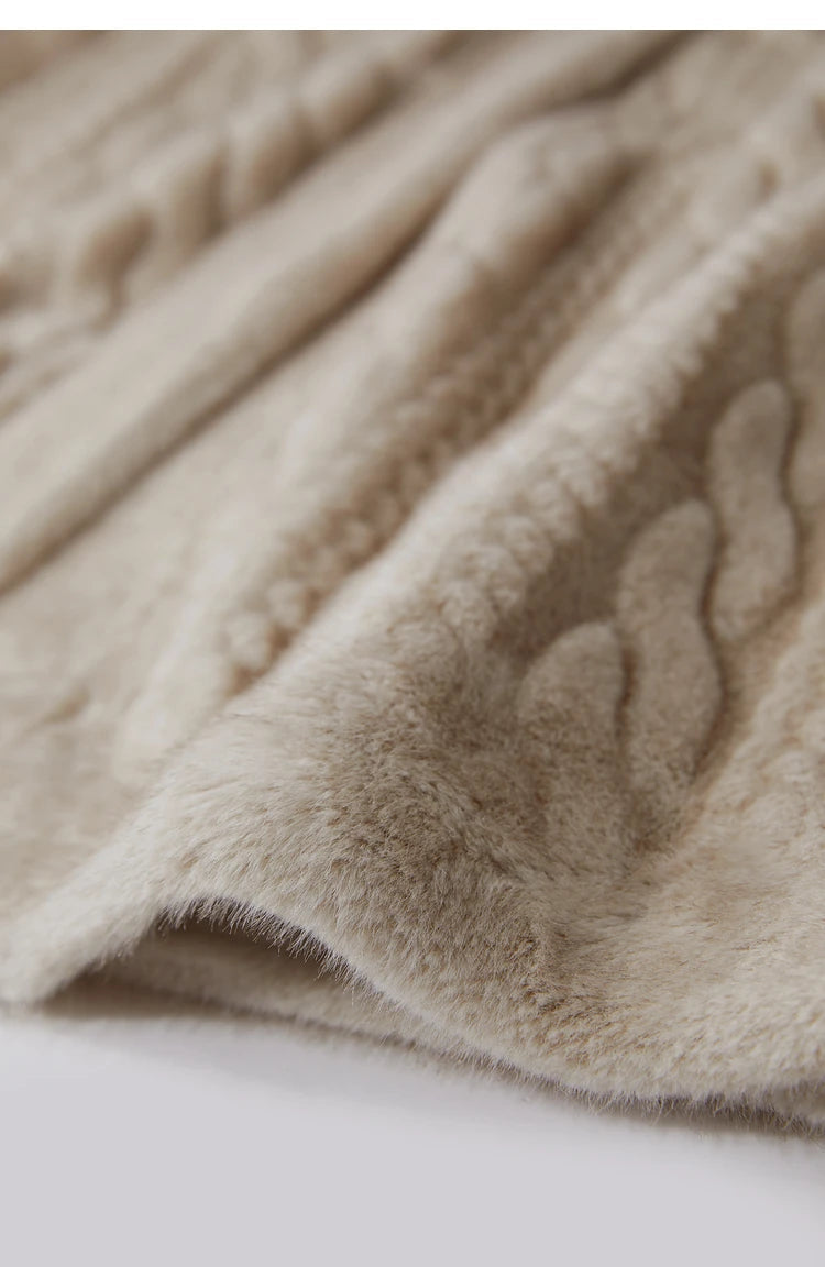 Women Fur Cardigan Thickened Long2025Spring And Autumn V-neck Jacket Female Loose Simple Leisure With Buttons Faux Fur Mink Coat RT220