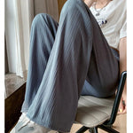 Thin Summer Wide-leg Pants Ice Filament Permeability Women Spring Women Elastic Waist Stright Long Wide Leg Pants Casual Female RT220