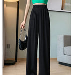 Thin Summer Wide-leg Pants Ice Filament Permeability Women Spring  Women Elastic Waist Stright Long Wide Leg Pants Casual Female RT220