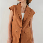 K1444L Luxury Brand Women's Clothing Summer 55% Linen 45% Cotton Ladies Suit Women's Casual Blazer Clothes Vest RT220