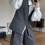 [LANMREM] Pleated Wool Shorts For Women High Waist Straight Office Lady Loose Clothing Korean Style 2025 Summer New 26D8692 RT220