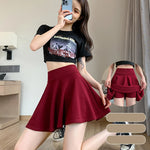 ITOOLIN Women Sweet Solid Color Preppy Skirts Casual Wide Leg High Waist Mini Skirts Women Harajuku Pleated A-line Skirts New RT220