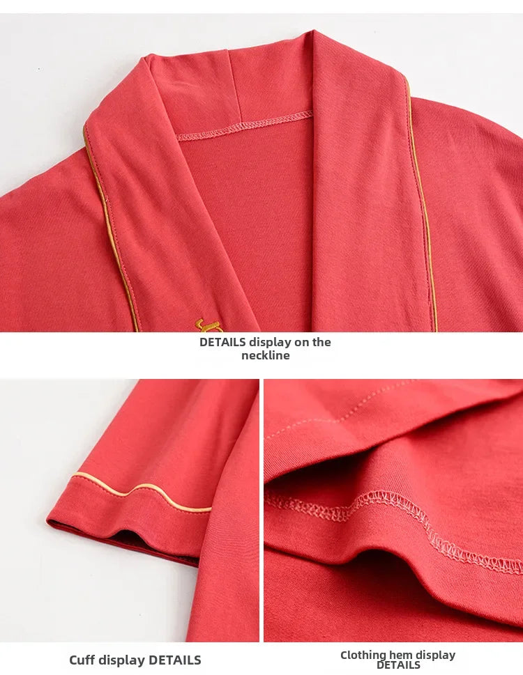 Spring Autumn Long Sleeve Cotton Casual Loose-fit Quick Dry Bathrobe For Women Medium-length Home Use Robe For Young Mothers RT220