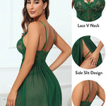 New Sexy Nightgown White Lace Babydoll Set Women's Romantic Sheer Floral Lingerie Flowy Skirt Chemise Mini Dress Hot Sale Nighty RT220