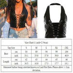Women Y2k Sexy Gothic Patent Leather Backless Lace Up Crop Top Wet Look Corset Bra Vest Clubwear Club Party Female Tank Tops RT220