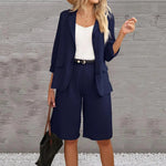 Formal Shorts Suit Knee Length Pants Lady Business Outfit Cardigan Plus Size Lady Coat Shorts Set Daily Wear RT220