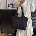 Lingge Embroidered Thread Women's Bag New Small Design Sense Handbag Simple And Large Capacity Shoulder Fabric Bag RT220