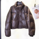 Women Leather Down Jacket Winter 2025 High End Genuine Sheepskin Down Coat Outdoor Thicked Warm Short Puffer Jacket Streetwear RT220