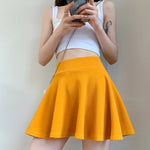 ITOOLIN Women Sweet Solid Color Preppy Skirts Casual Wide Leg High Waist Mini Skirts Women Harajuku Pleated A-line Skirts New RT220
